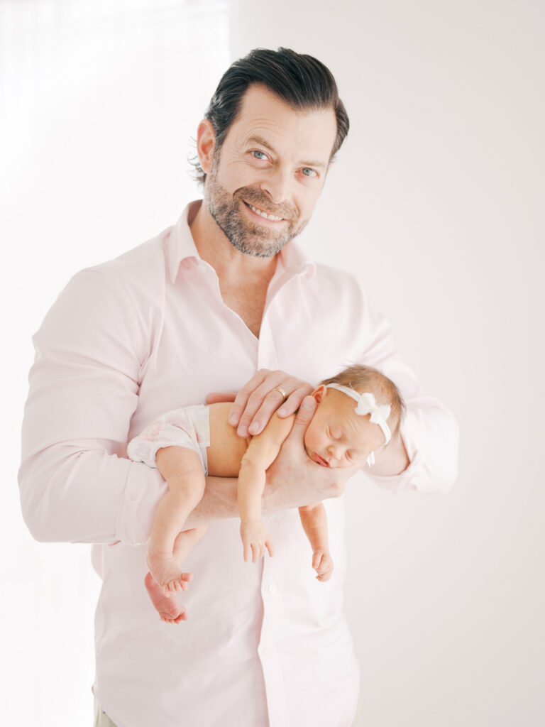 natural light studio newborn session in Dallas